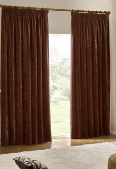 Heavy Chenille Pencil Pleat, Nutmeg - Ready Made Curtains